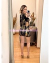 MINI DRESS LENTEJUELA CON PLUMAS EN MANGAS