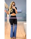 PANTALON COMBINADO MEZCLILLA/NEG CON CINTILLO EN RODILLAS