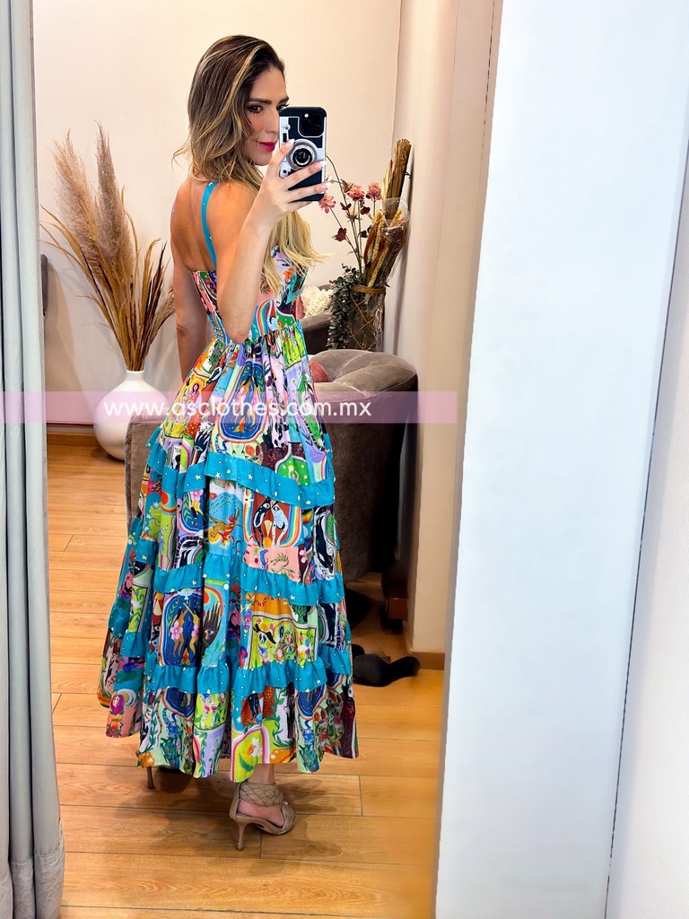 MAXI DRESS TIRANTES OLANES PRINT 
