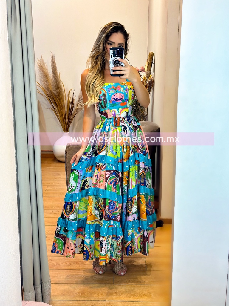 MAXI DRESS TIRANTES OLANES PRINT 