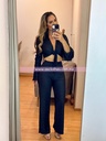 CONJUNTO PANTALON HOLGADO Y TOP ONDAS EN TELA