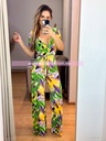 PALAZZO MANGA CORTA ESCOTE V CON CINTO PRINT HOJAS