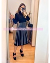 MIDIDRESS BICOLOR MANGA LARGA VOLADITO CON CUELLO ALTO