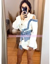 BLAZER DESCUBIERTO DE HOMBRO CON DETALLES MEZCLILLA