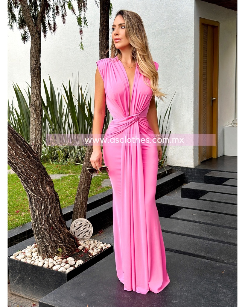 MAXIDRESS FIESTA NUDO TELA AL FRENTE