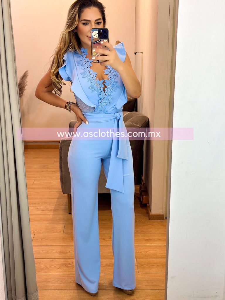 PALAZZO RUFFLES CON ENCAJE