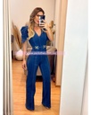 PALAZZO DENIM CON HEBILLAS AL FRENTE Y PUFF HOMBROS