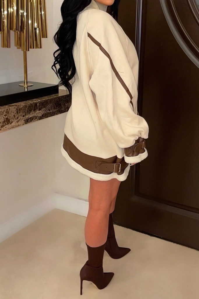 VESTIDO/SUETER CON TIPO PIEL