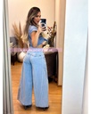 PANTALON A LA CINTURA PATA ELEFANTE MEZCLILLA