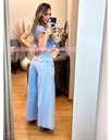 PANTALON A LA CINTURA PATA ELEFANTE MEZCLILLA