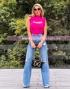 PANTALON A LA CINTURA MEZCLILLA CON CIERRE