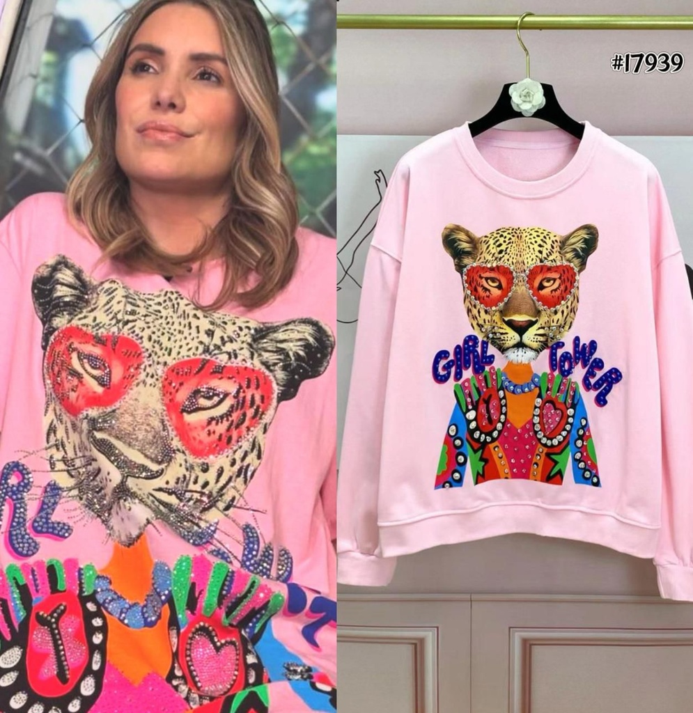 SUDADERA TIGRE CON PEDRERIA