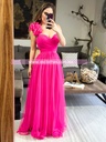 MAXI DRESS TULL OLANES UN HOMBRO CON DETALLES