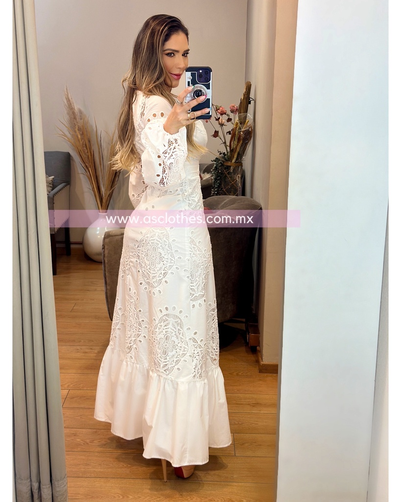 MAXIDRESS TELA FIGURAS PERFORADA ESTILO GUIPUR