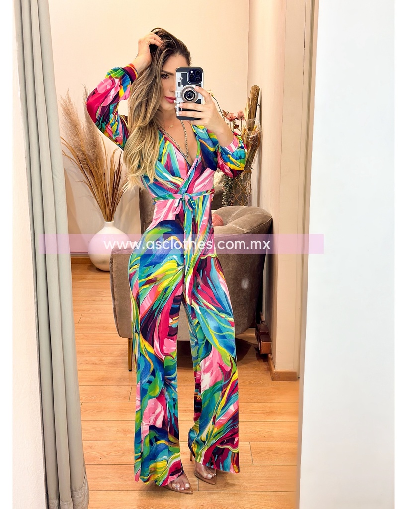PALAZZO MANGA LARGA MULTICOLOR PRINT