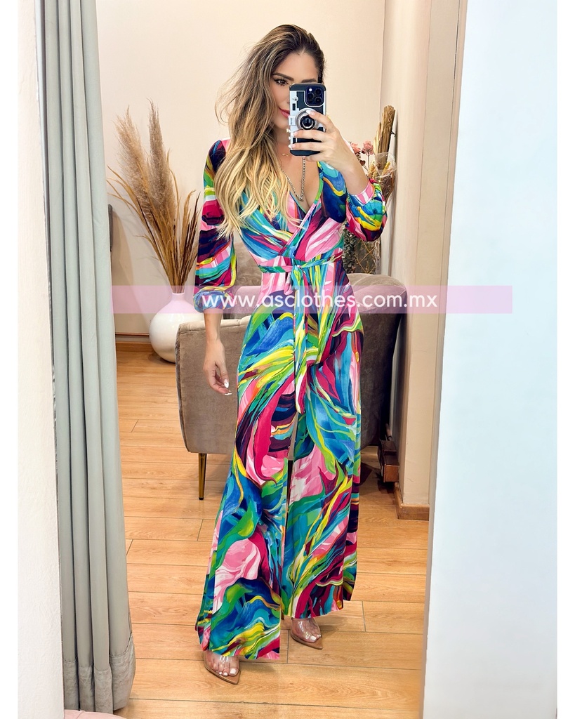 PALAZZO MANGA LARGA MULTICOLOR PRINT