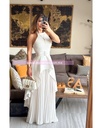 TRAJE PANTALON PLISADO Y BLUSA LARGA HALTER CON CINTO