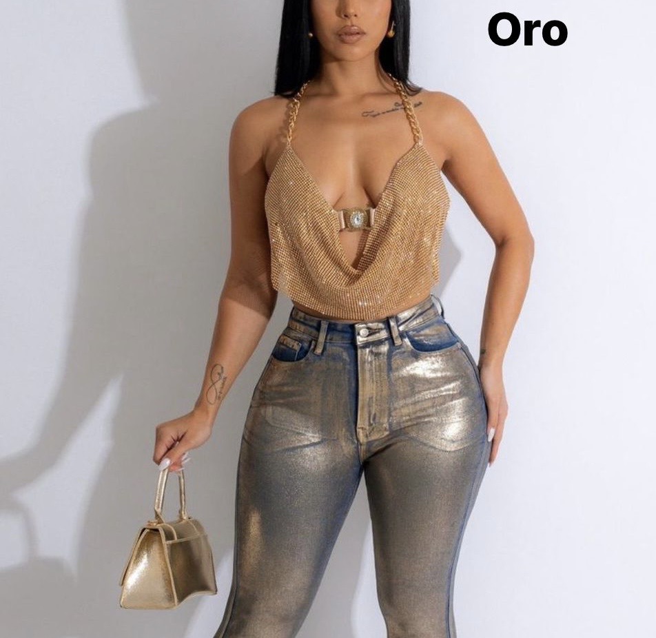 TOP BRILLOS CON CADENAS DE TIRANTE