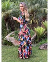 MAXI DRESS ESCOTE CRUZADO PRINT HOJAS Y CINTILLO