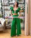 CONJUNTO PANTALON Y TOP CON ARGOLLA EN PECHO