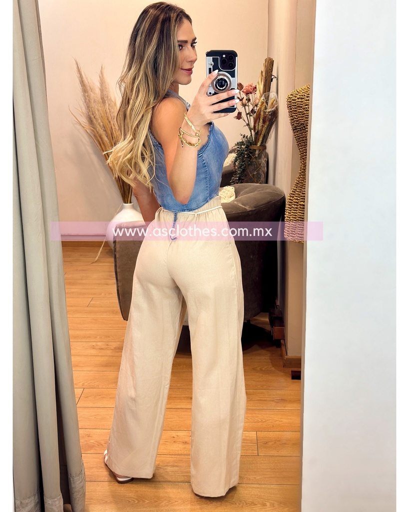 PANTALON TIPO LINO CON BOLSA