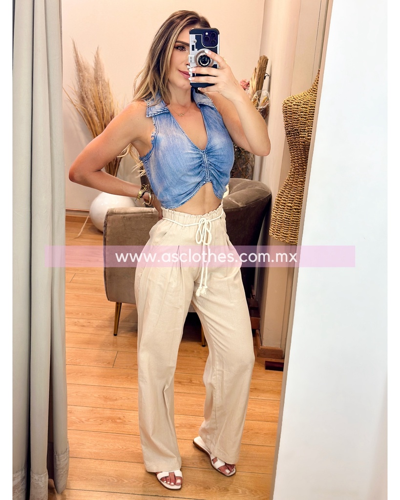 PANTALON TIPO LINO CON BOLSA