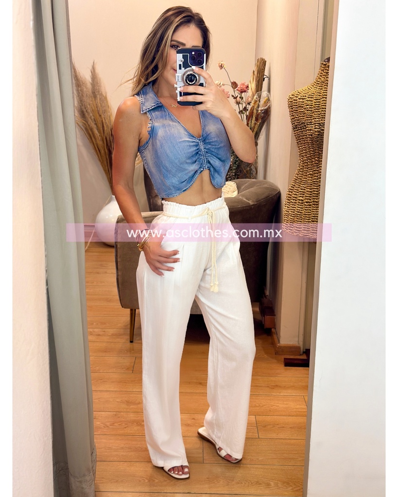 PANTALON TIPO LINO CON BOLSA