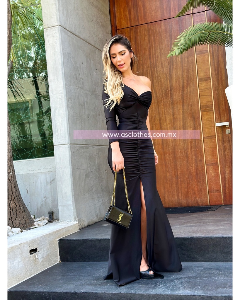 MAXI DRESS FIESTA UNA MANGA LARGA