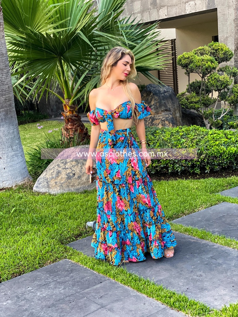 CONJUNTO FALDA AJUSATBLE CINTURA CON CROP 