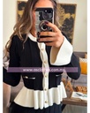 TRAJE PANTALON/SUETER BICOLOR CON OLAN 