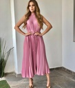 VESTIDO MIDI CUELLO TABLONES SON CINTITO