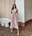 VESTIDO MIDI CUELLO TABLONES SON CINTITO