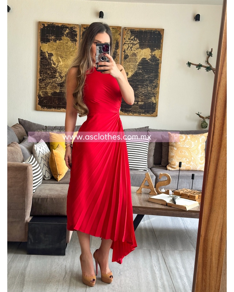 MIDI DRESS TABLONES ASIMETRICO