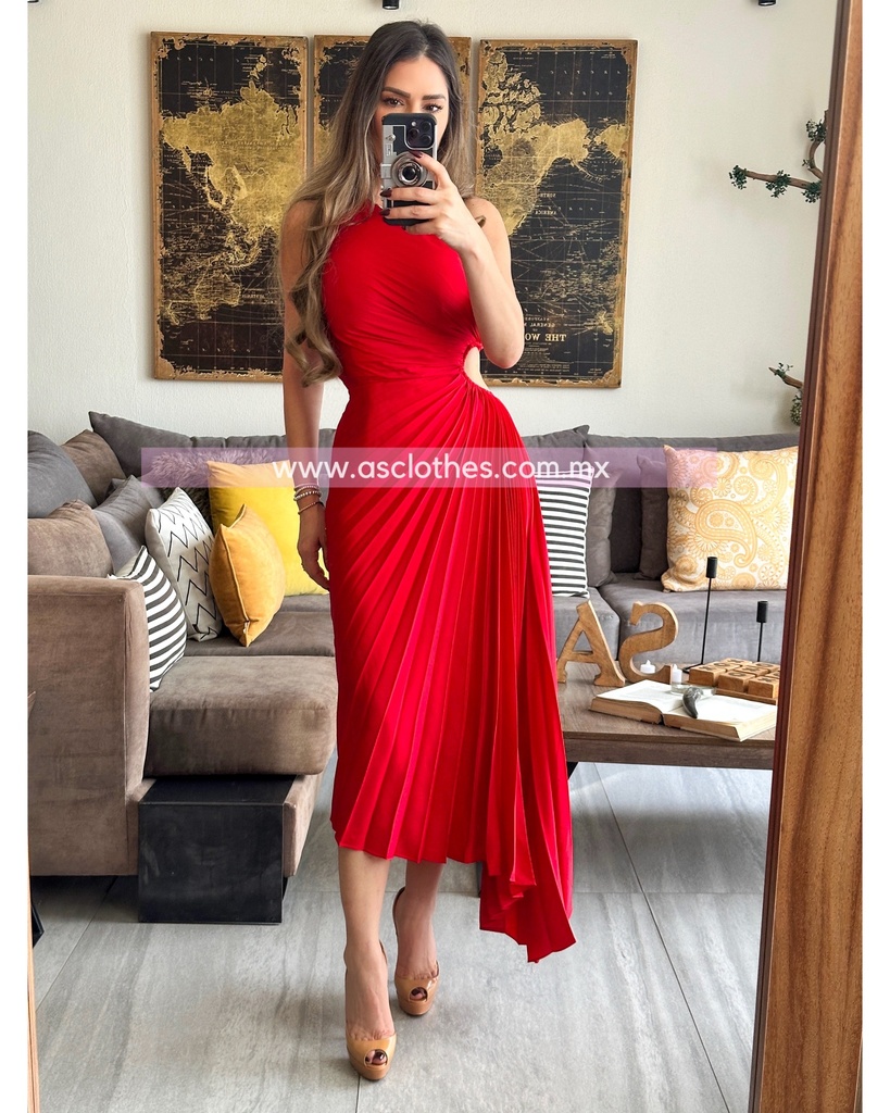 MIDI DRESS TABLONES ASIMETRICO