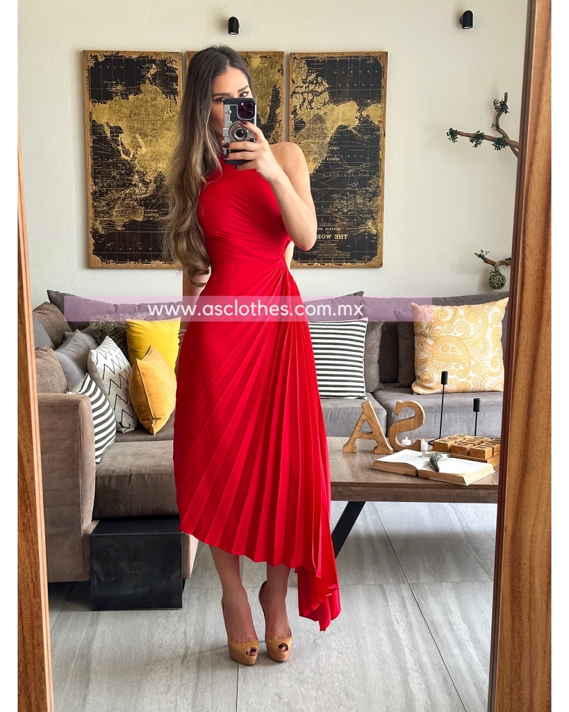 MIDI DRESS TABLONES ASIMETRICO