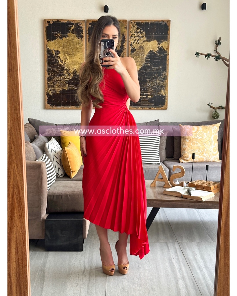 MIDI DRESS TABLONES ASIMETRICO
