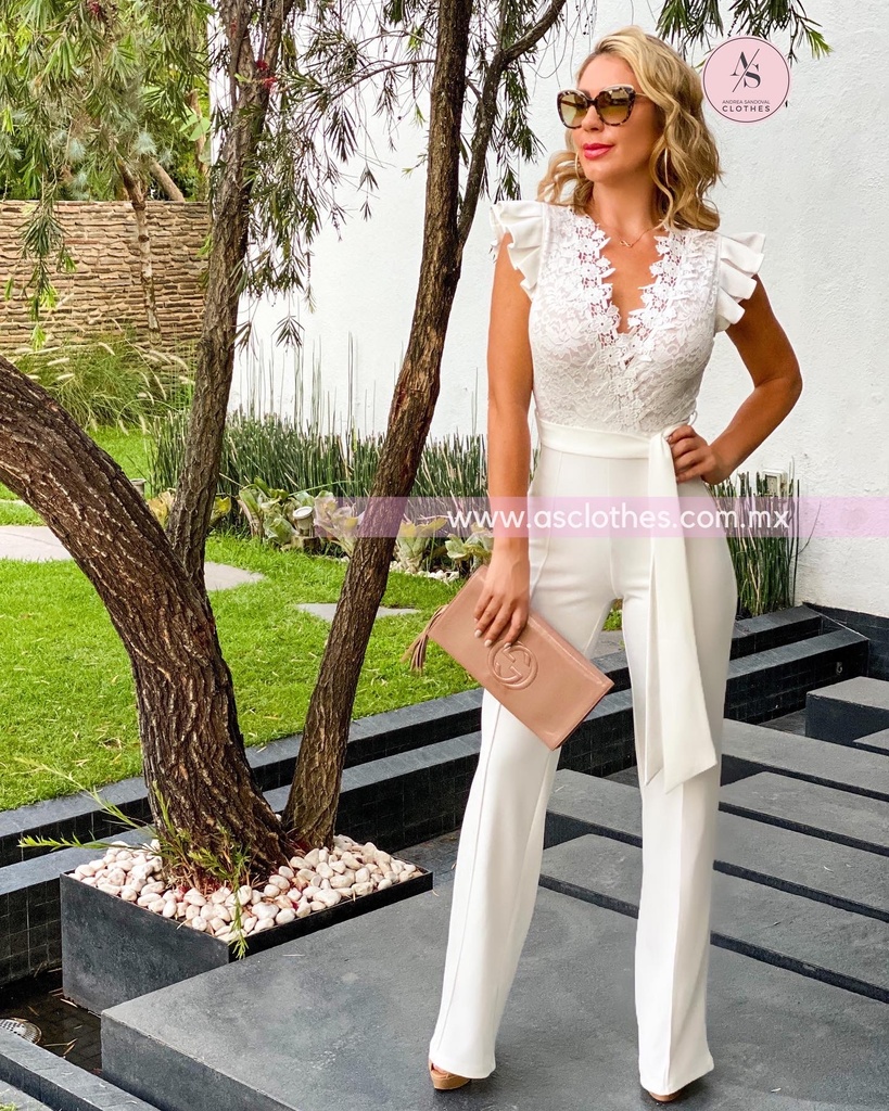 PALAZZO RUFFLES CON ENCAJE