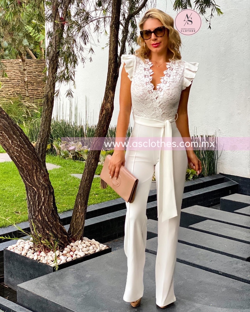 PALAZZO RUFFLES CON ENCAJE