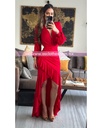 MAXIDRESS ASIMETRICO RUFFLES MANGA LARGA