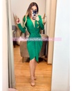 MIDI DRESS MANGA LARGA ESCOTE V DOBLADILLO AL FRENTE