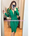 MIDI DRESS MANGA LARGA ESCOTE V DOBLADILLO AL FRENTE
