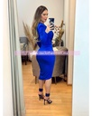 MIDI DRESS MANGA LARGA ESCOTE V DOBLADILLO AL FRENTE