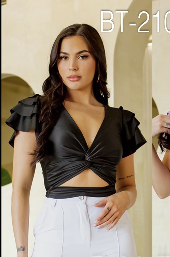 BLUSA RUFFLES CON TIRA CINTURA