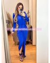 MAXI DRESS MANGA LARGA ESCOTE CERRADO CON TELA CRUZADA AL FRENTE