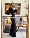 MAXI DRESS MANGA LARGA ESCOTE V CON ARGOLLA AL FRENTE