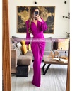 MAXI DRESS MANGA LARGA ESCOTE V DRAPEADO AL FRENTE