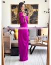 MAXI DRESS MANGA LARGA ESCOTE V DRAPEADO AL FRENTE