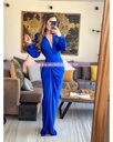MAXI DRESS MANGA LARGA ESCOTE V DRAPEADO AL FRENTE