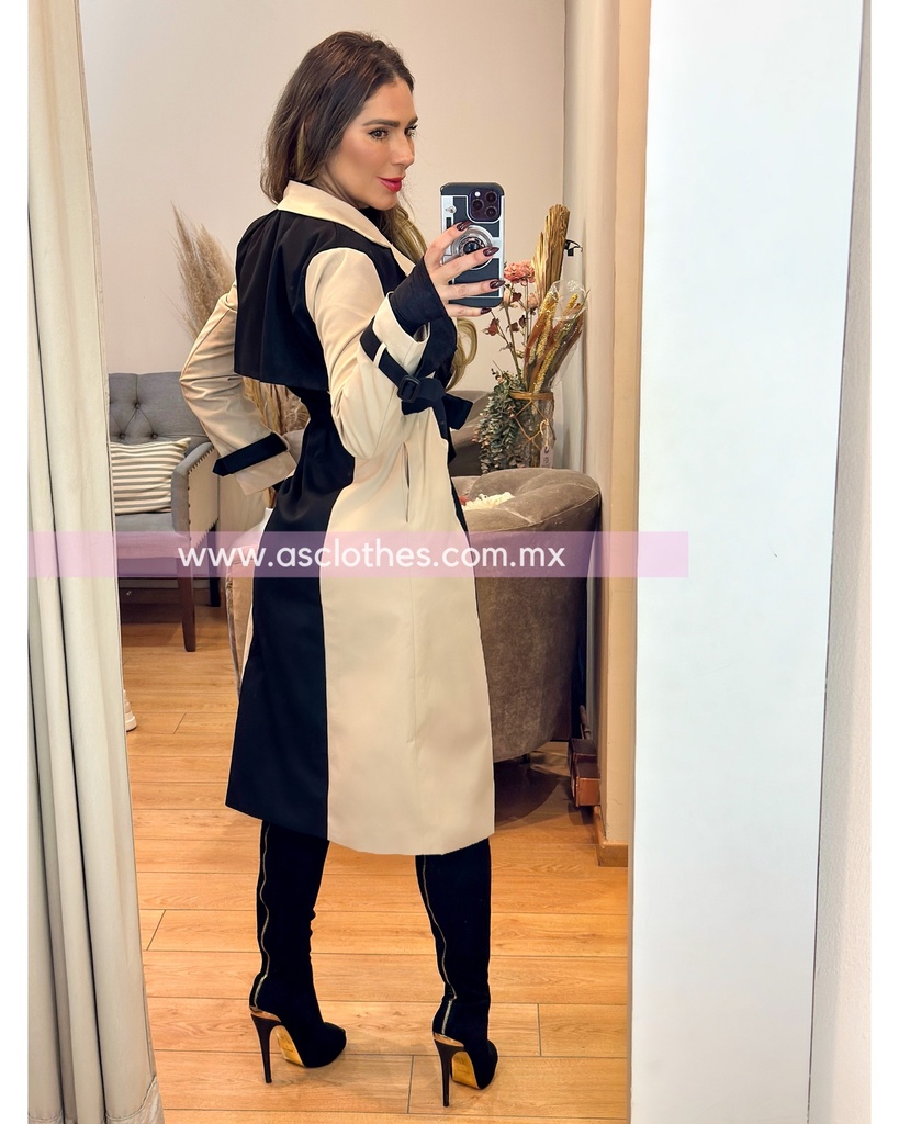 GABARDINA BICOLOR CON CINTO
