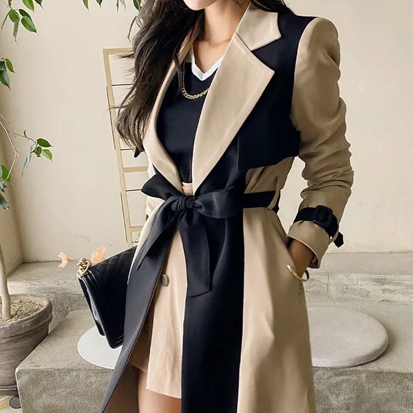 GABARDINA BICOLOR CON CINTO